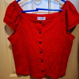 Madewell Texture and Thread On/Off Shoulder Cropped Button Tee